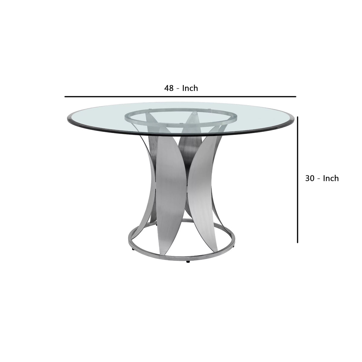 48 Inch Round Glass Top Dining Table with Pedestal Base W815047