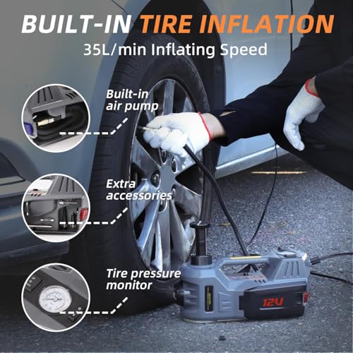 Electric Car Jack with Tire Inflator 12V Hydraulic Floor Jack K59828