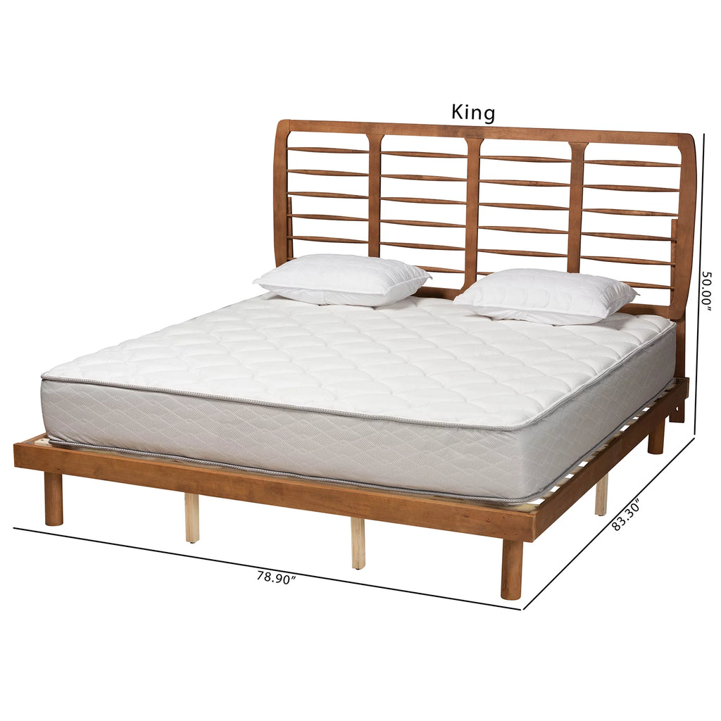 King Size Ash Walnut Finished Wood Platform Bed D515