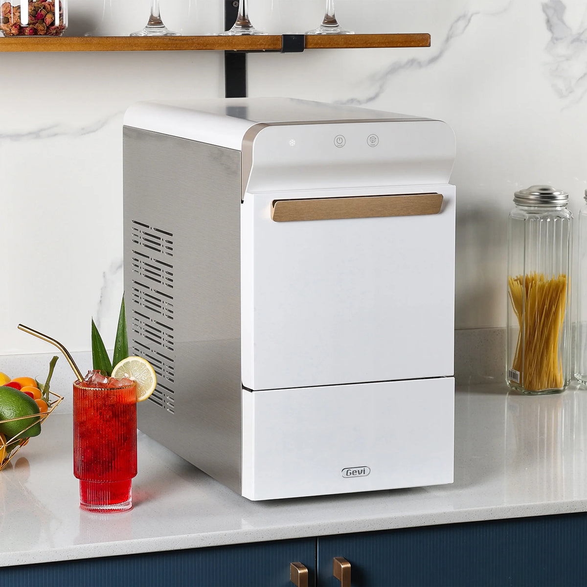 White Stainless Steel Countertop Nugget Ice Maker T268563