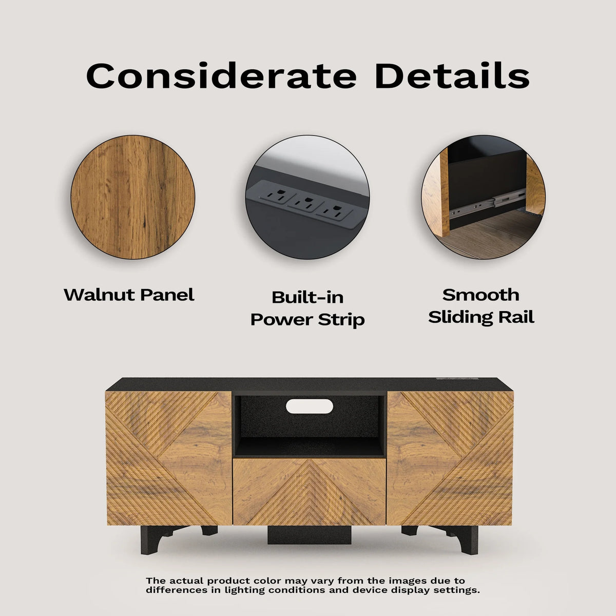Mid Century Modern TV Stand with Power Outlets F995253