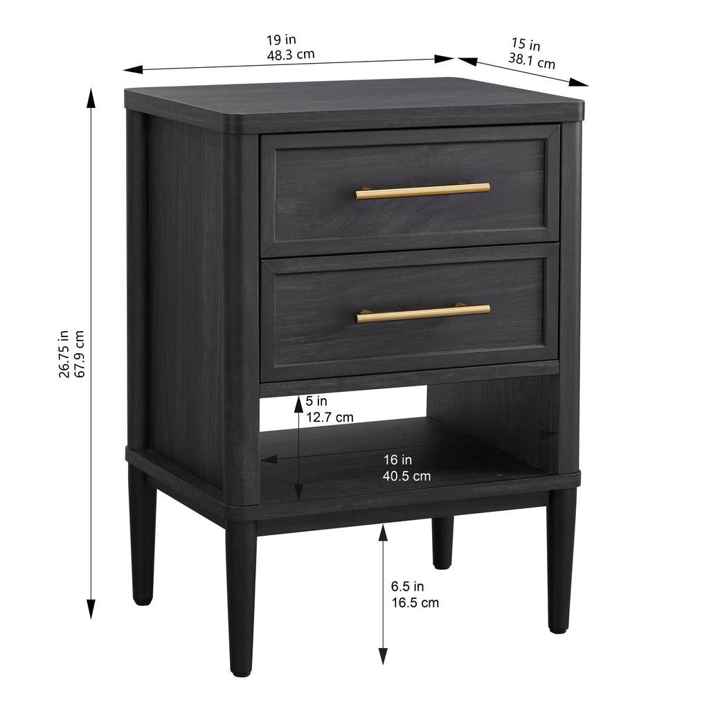 2 Drawer Charcoal Finish Nightstand C907