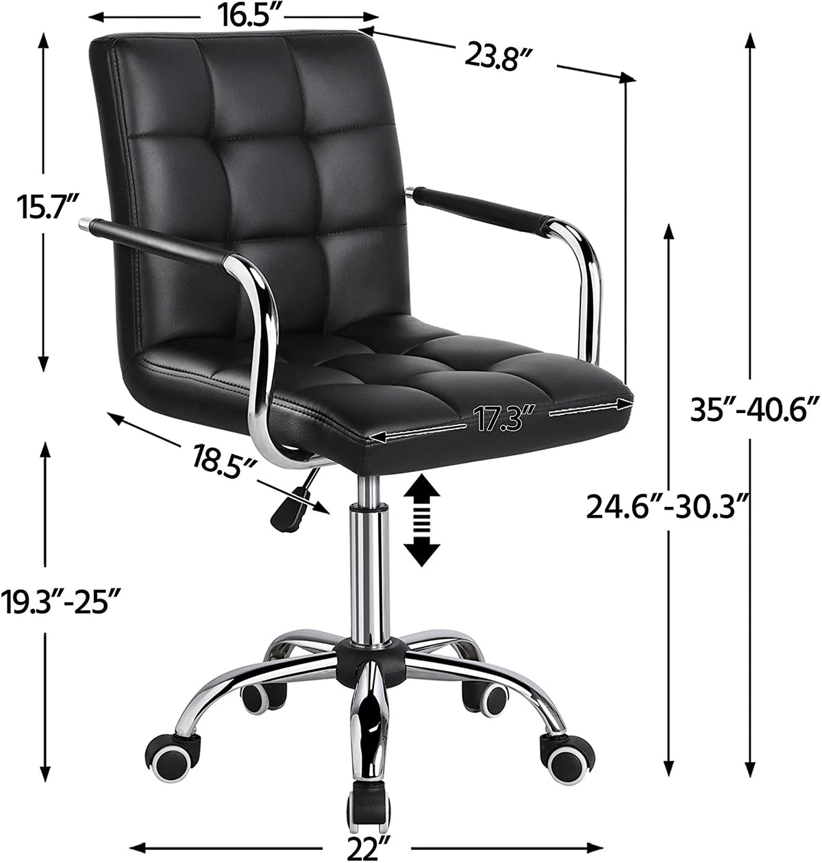 Black Faux Leather Desk Chair with Arms G7872