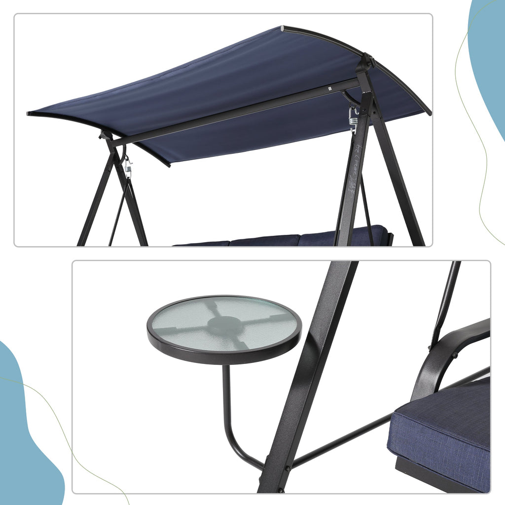 Blue Steel 3-seater Porch Swing with Canopy Z829357