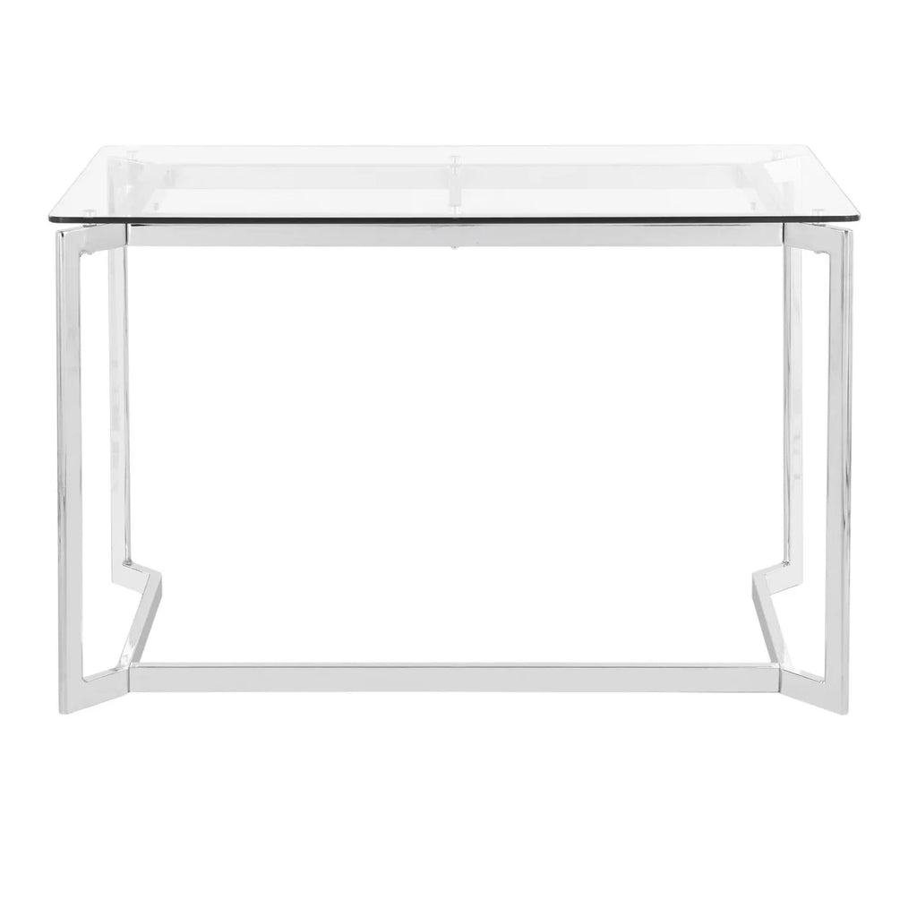 Modern Mirrored Chrome Clear Glass Office Desk D115