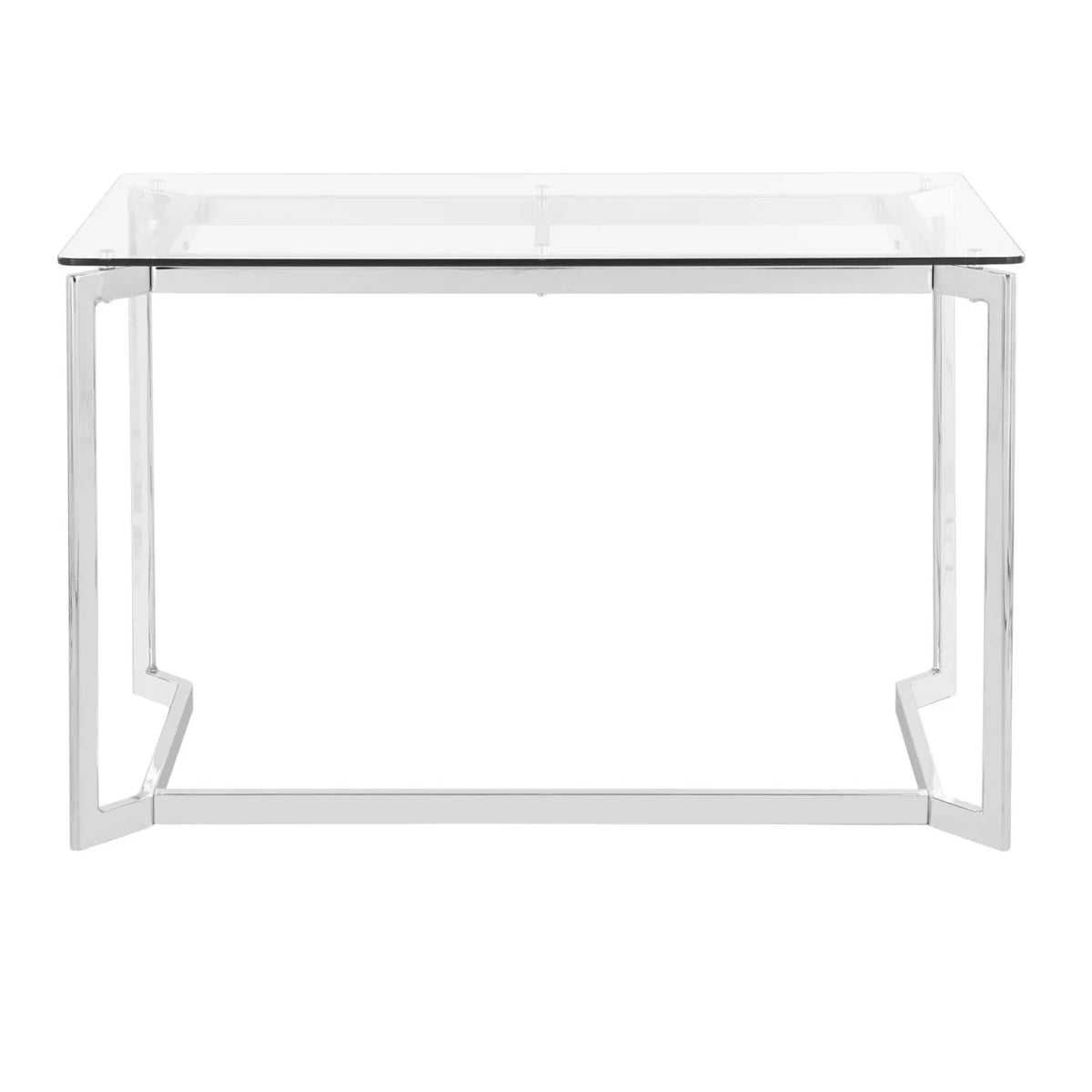Modern Mirrored Chrome Clear Glass Office Desk D115
