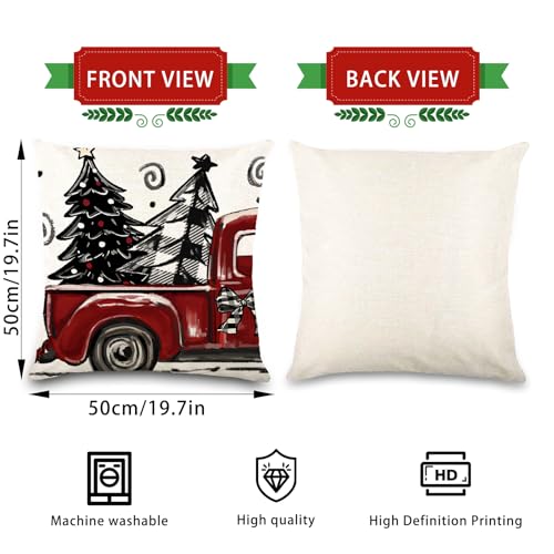 4pcs Christmas Pillow Covers 18x18 Inch Red Throw Case X438018