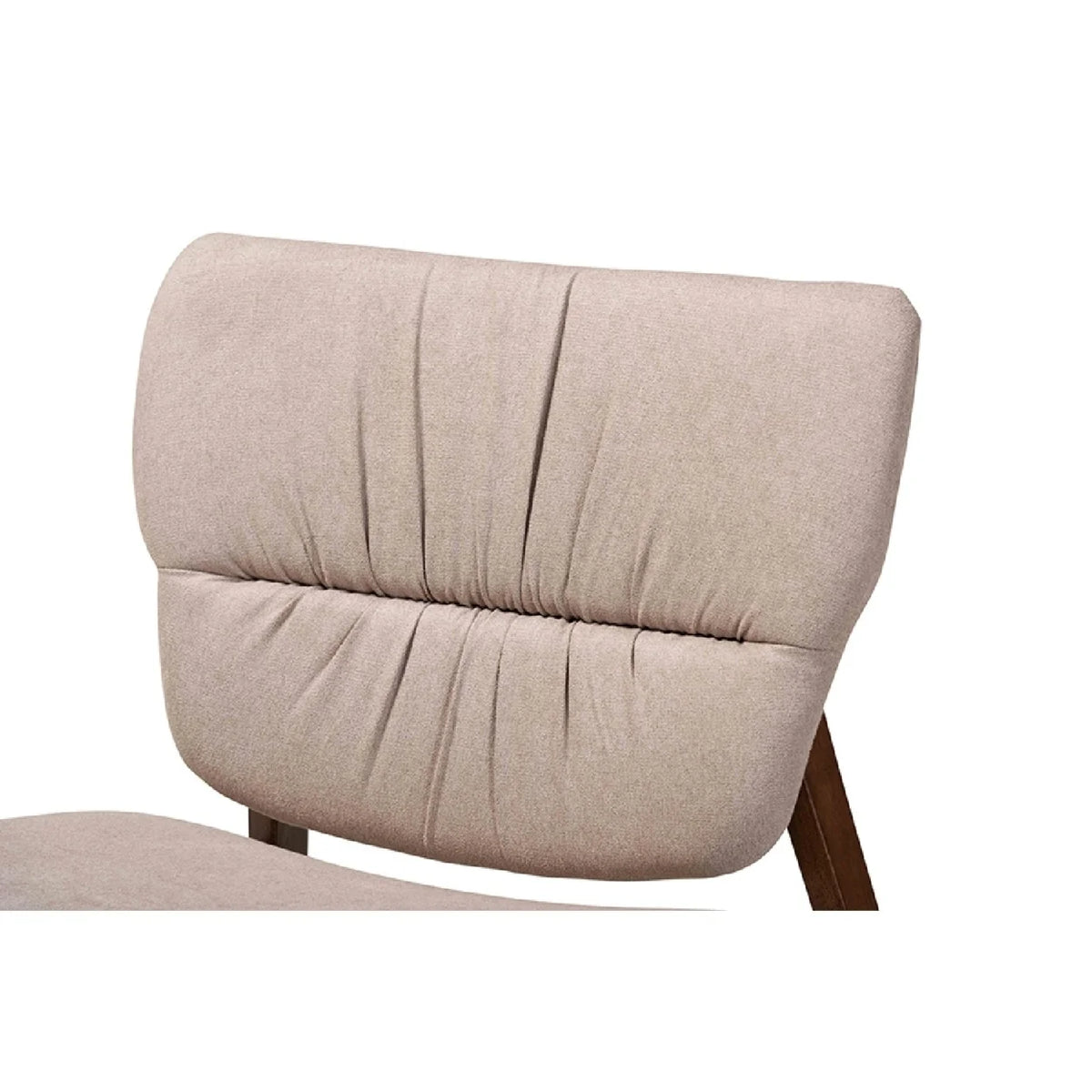 Beige Fabric Upholstered Walnut Brown Wood Accent Chair Z4784