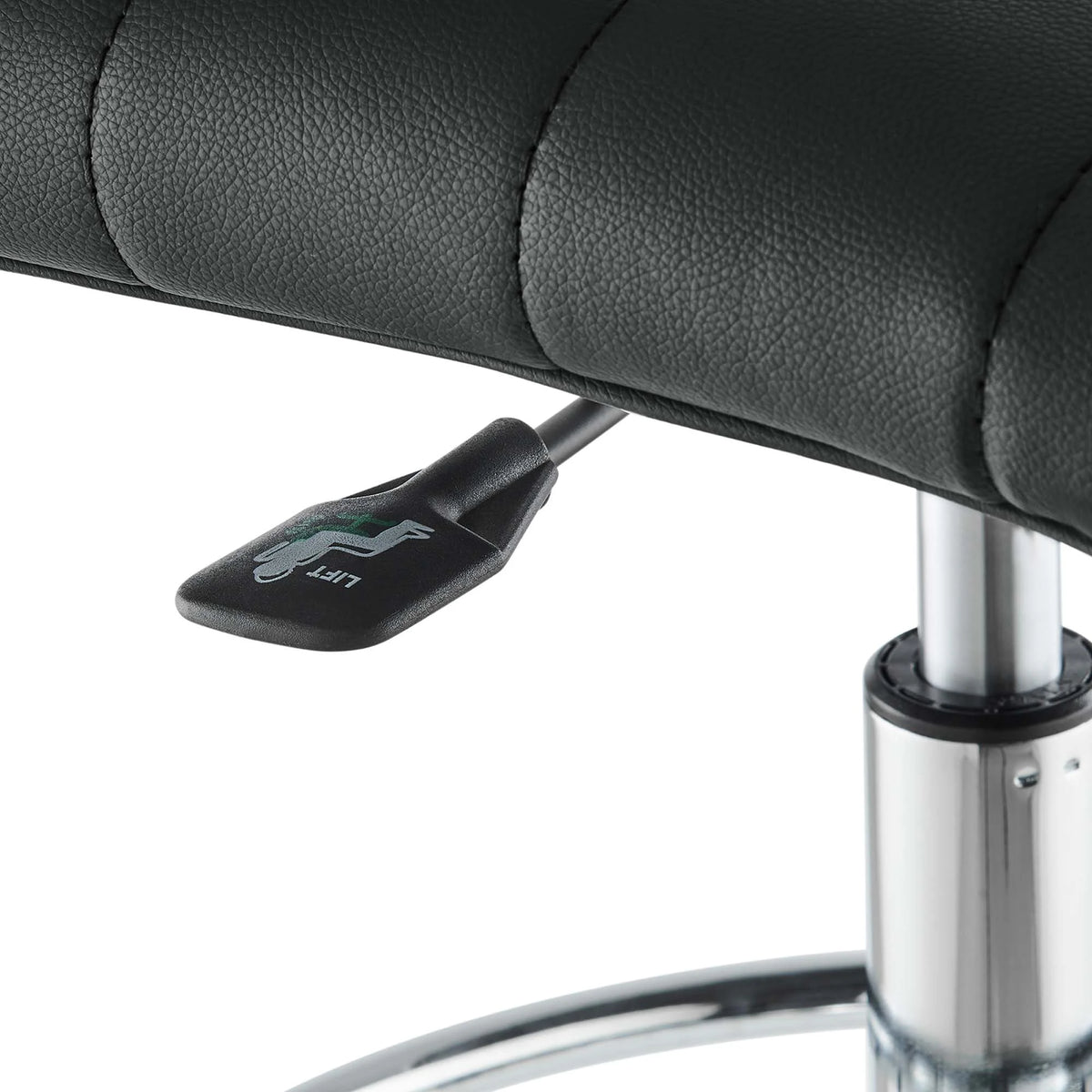 Silver Black Vegan Leather Drafting Chair M677