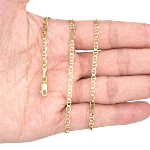 10k Yellow Gold Solid Anchor Chain Necklace 16" - 30" V522788