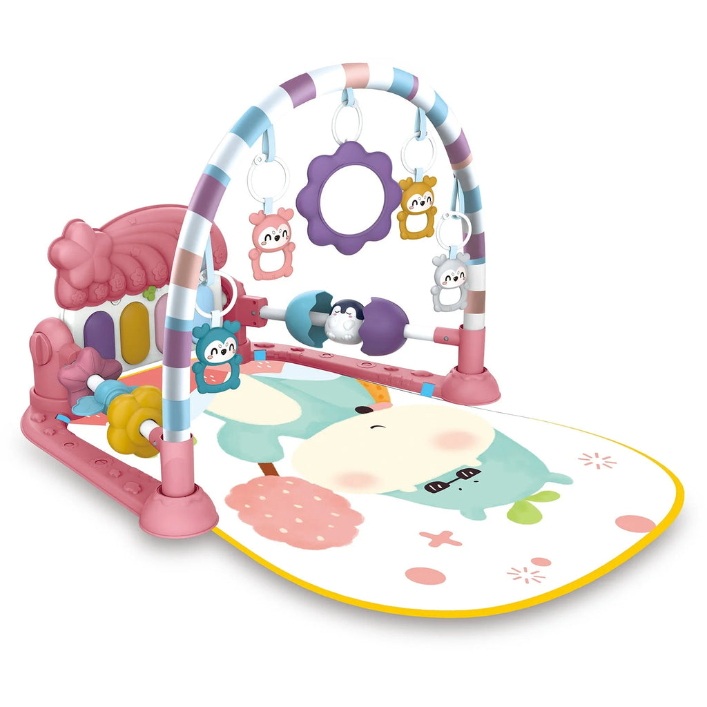 Baby Gym Play Mat 3 in 1 Fitness Rack with Music and Lights Blue W32707