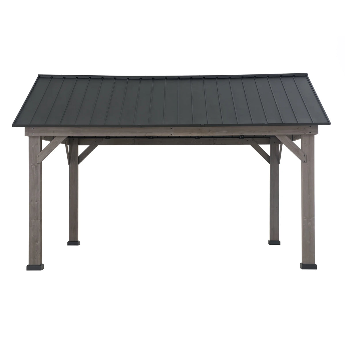 Cedar Framed Gazebo with Matte-Black Steel Gable Roof Hardtop A181