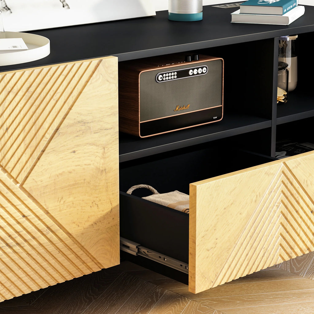 Mid Century Modern TV Stand with Power Outlets F995253