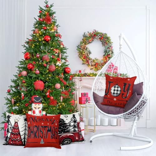 4pcs Christmas Pillow Covers 18x18 Inch Red Throw Case X438018