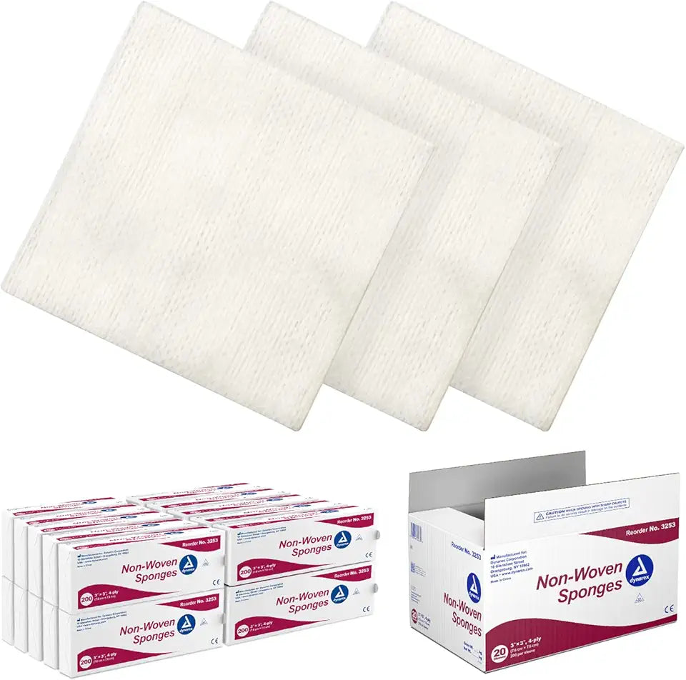 Non-Woven Gauze Sponges, Non-Sterile, 3"x 3", 4 Ply, 4000 E3616