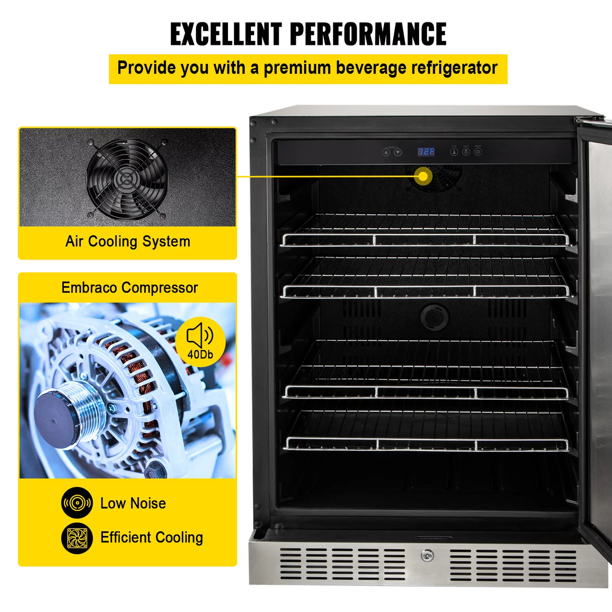 24" Stainless Steel Beverage Cooler 5.5 cu.ft. 142 Can Reversible Door Refrigerator U333808