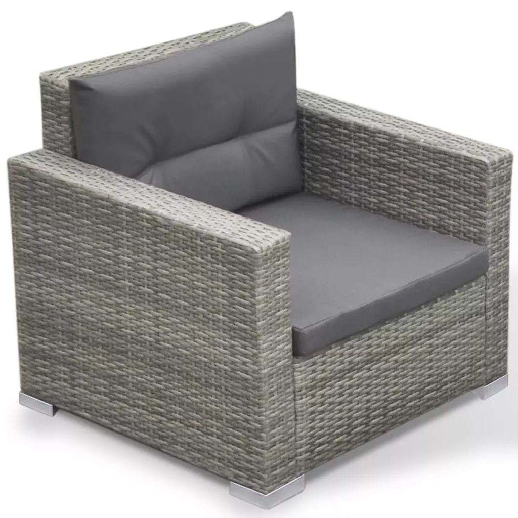 6 PCS Rattan Patio Sectional Sofa Set with Cushions Ottoman and Coffee Table (Grey) S4762
