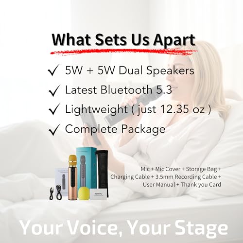 Black Handheld Wireless Microphone with 10W Dual Speakers L92301