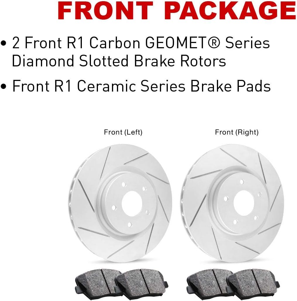 Carbon Series Front Diamond Slotted Brake Rotors with Ceramic Brake Pads J2581