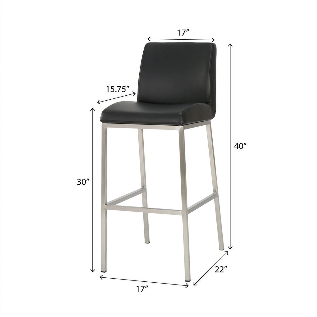 Black Leather Barstool Set of 2 A365