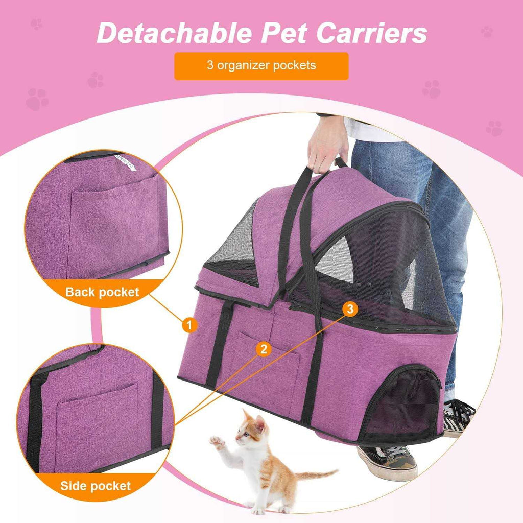 3-in-1 Pet Stroller with Detachable Carrier E438