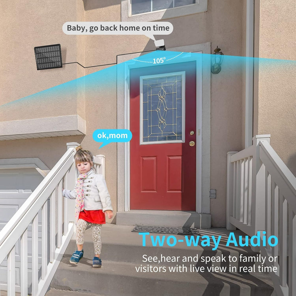 Wireless Solar Battery Powered Outdoor Security Camera with 2-Way Audio N370421