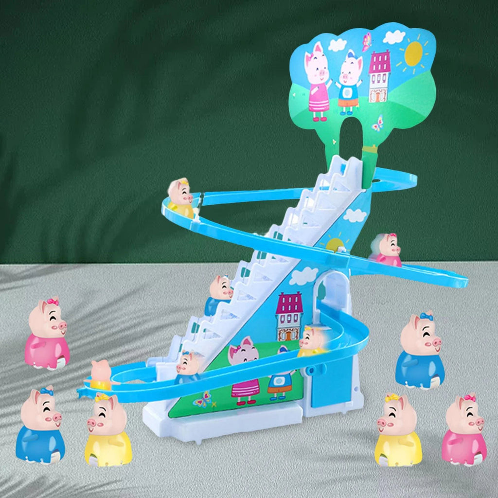 6 Pigs Electric Pig Climbing Stair Toy with LED Lights P977