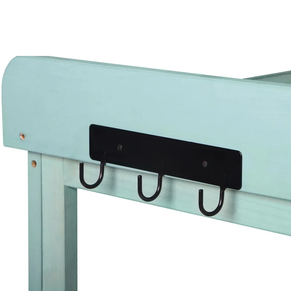 65" Green Wooden Potting Bench with 4 Storage Shelves C883781
