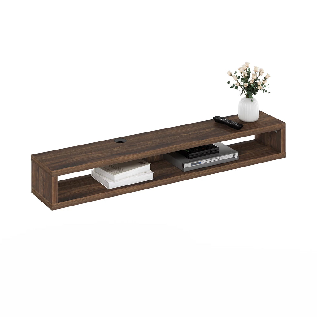 Wall Mounted Floating Media Console, 72 inch, Columbia Walnut M3343