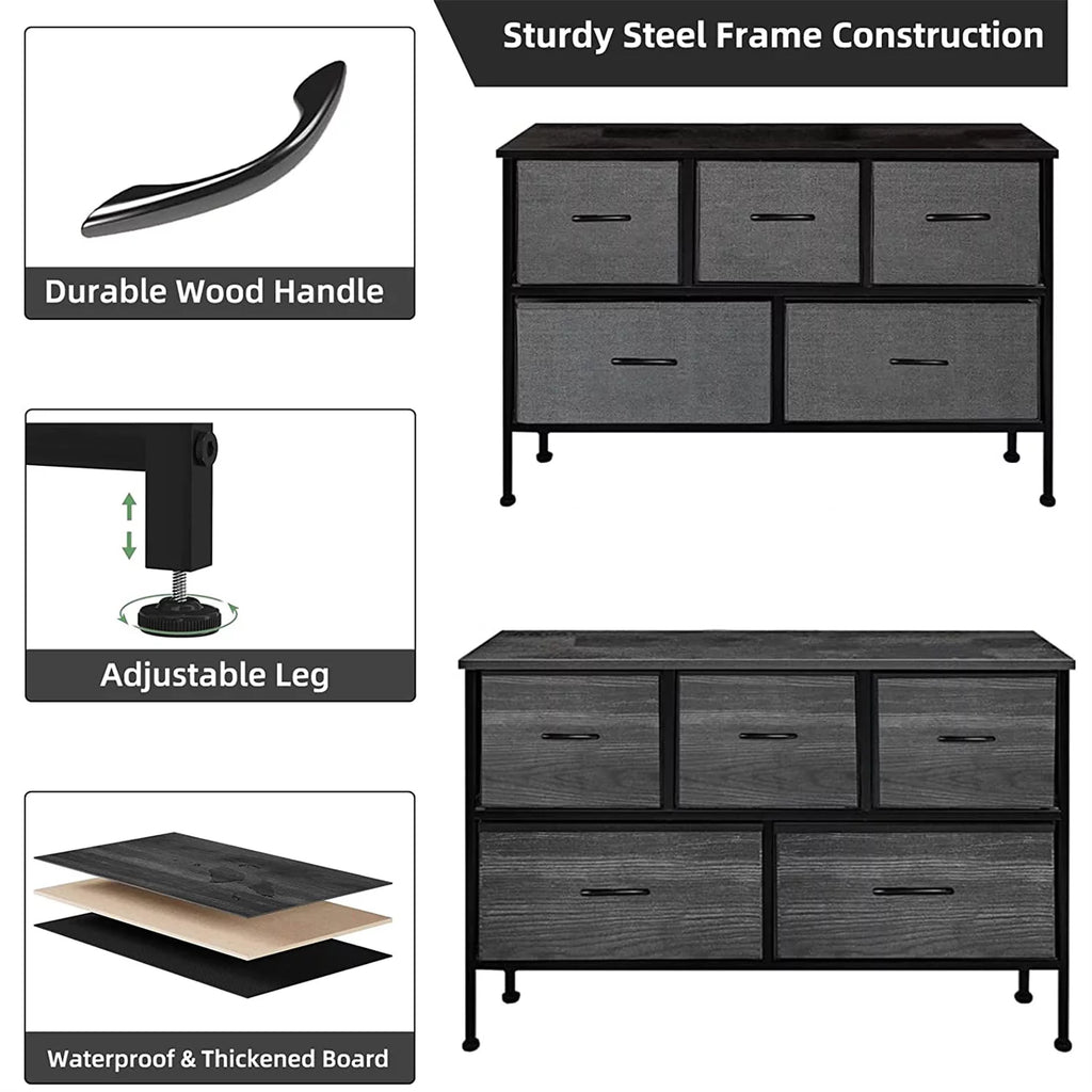 5 Drawer Fabric Dresser Storage Organizer S8042