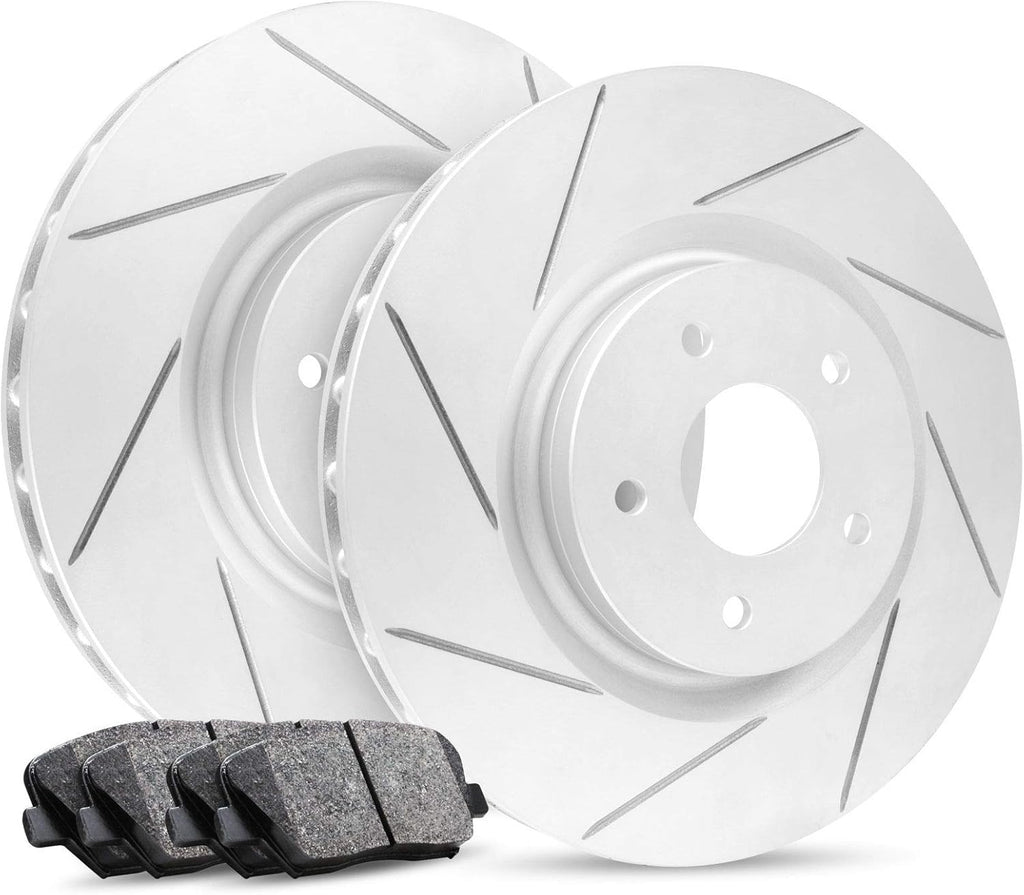 Carbon Series Front Diamond Slotted Brake Rotors with Ceramic Brake Pads J2581