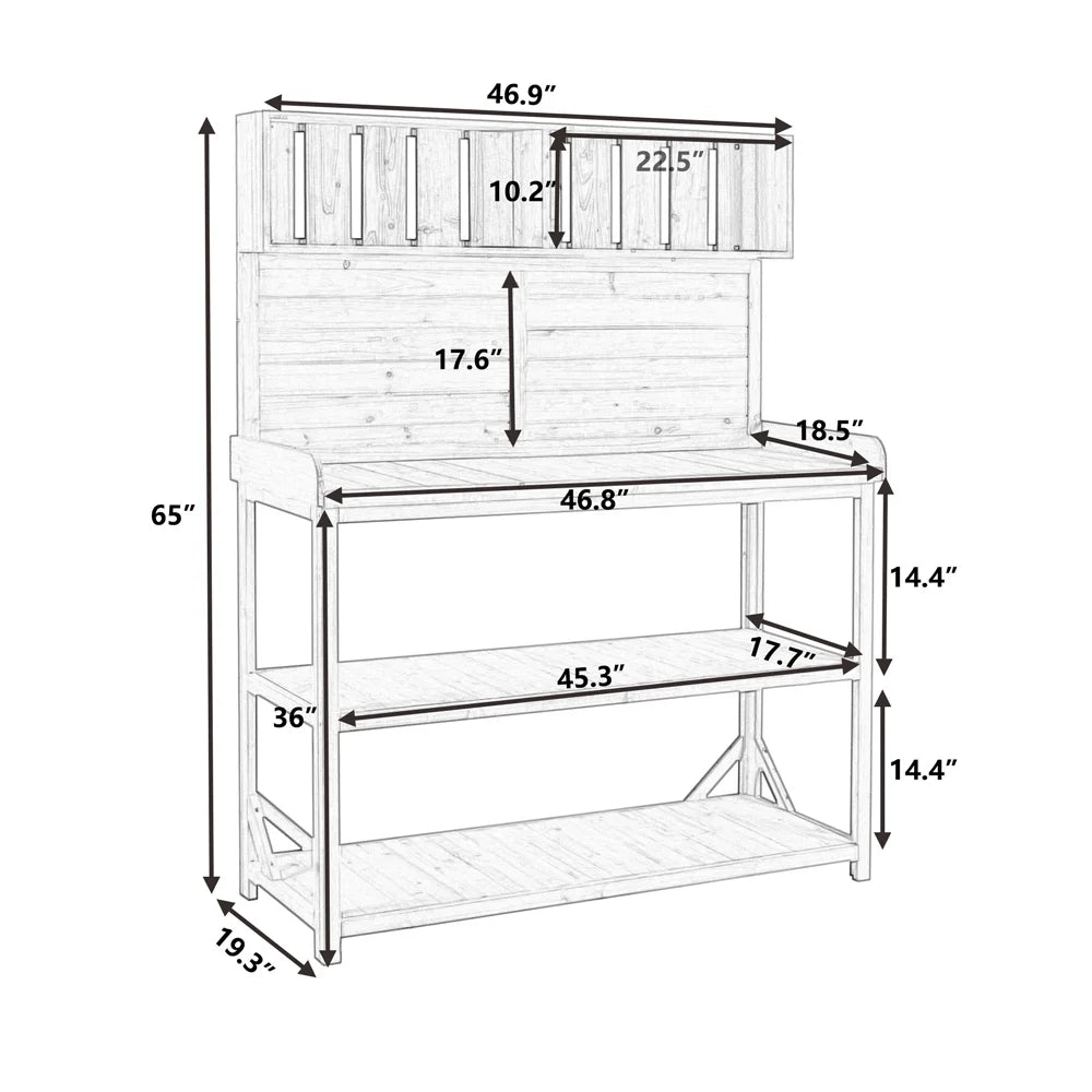 65" Green Wooden Potting Bench with 4 Storage Shelves C883781