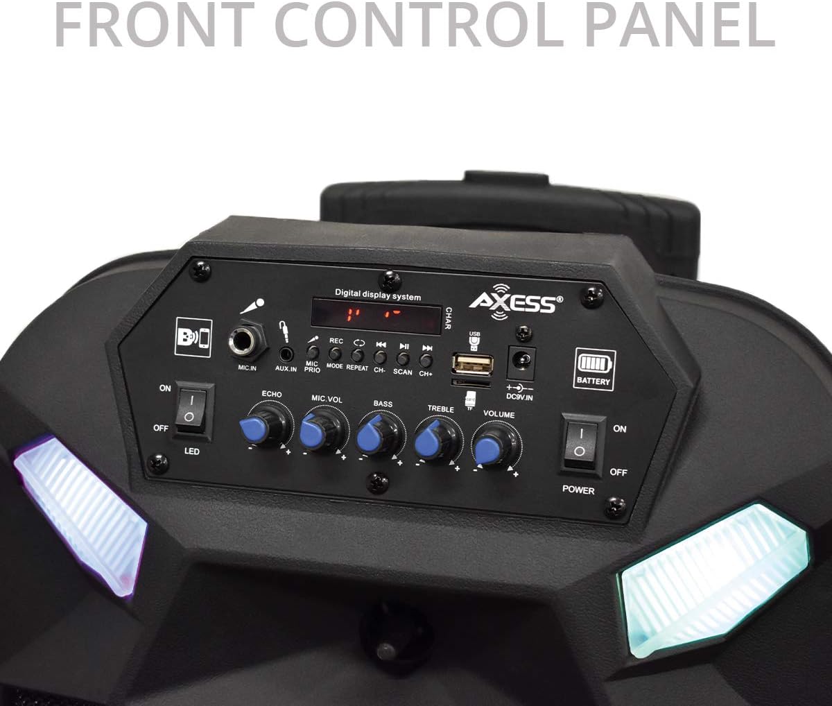 Portable PA Speaker System with Wired Microphone, 12 Wireless Bluetooth Speaker with Rechargeable Battery and Party LED Lights X308