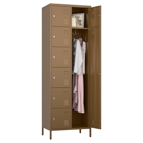 72" H Metal Storage Lockers with Doors and Rod, 7+1 Doors, Camel L95342