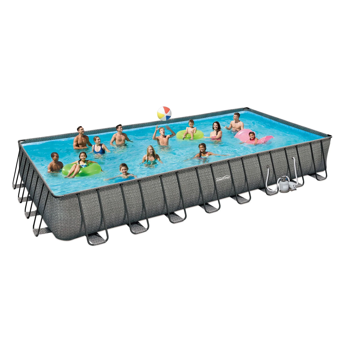 24ft x 12ft x 52in Rectangle Frame Swimming Pool Set N362405