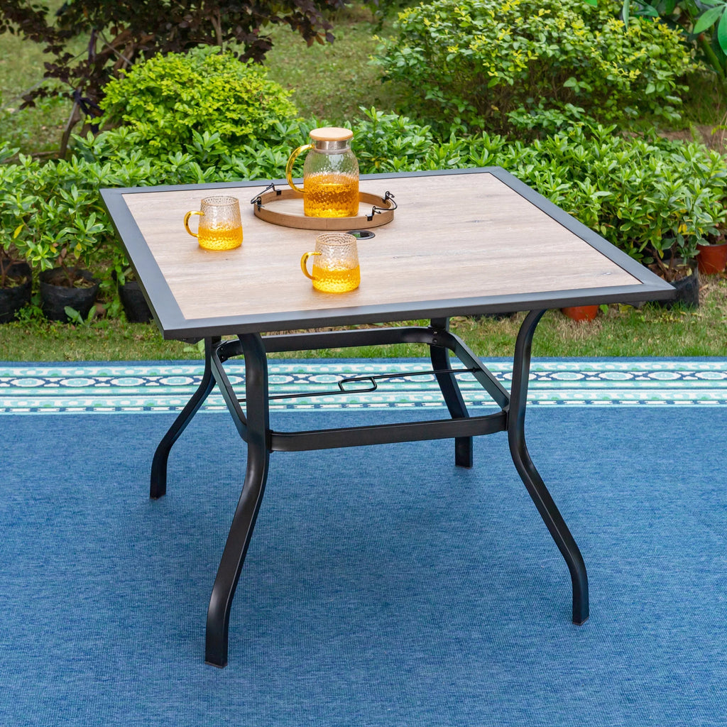 5-Piece Outdoor Patio Dining Set with Textilene Chairs & Wood Grain Table J289