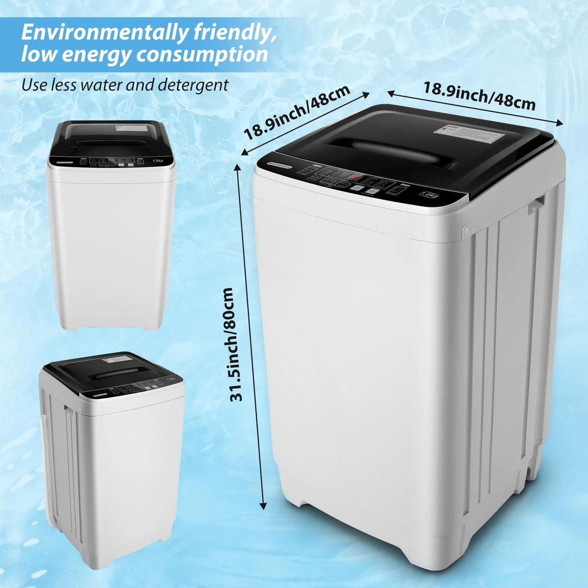 Portable 17.6lbs Fully-Automatic Washing Machine W8492
