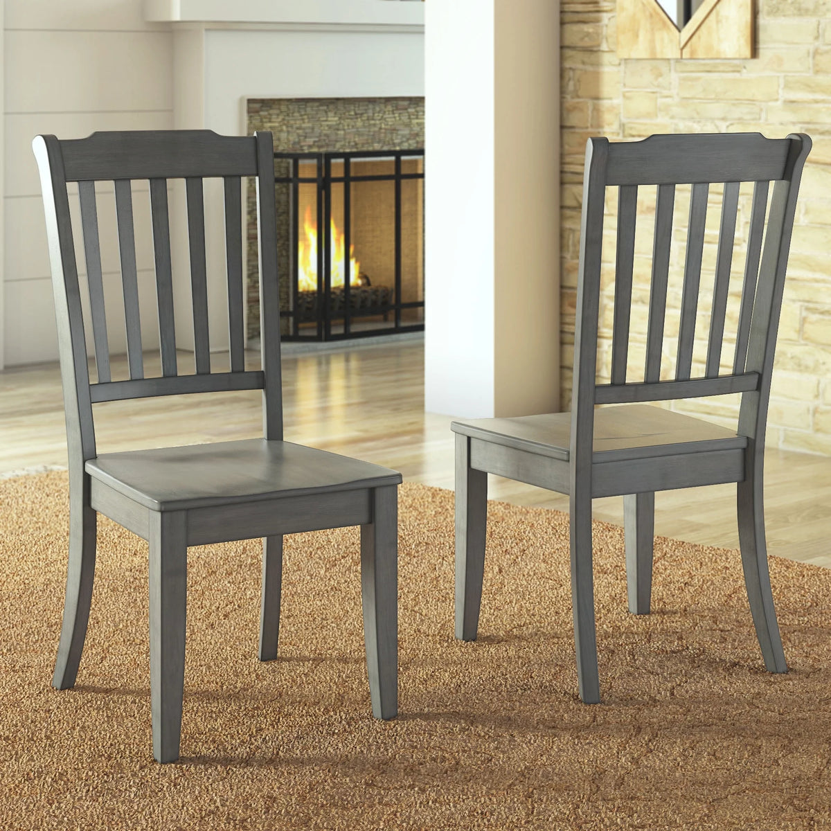Antique Sage Green Wood Dining Chairs, Set of 2 E7515