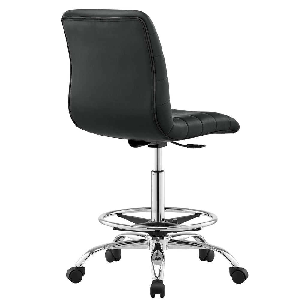 Silver Black Vegan Leather Drafting Chair M677