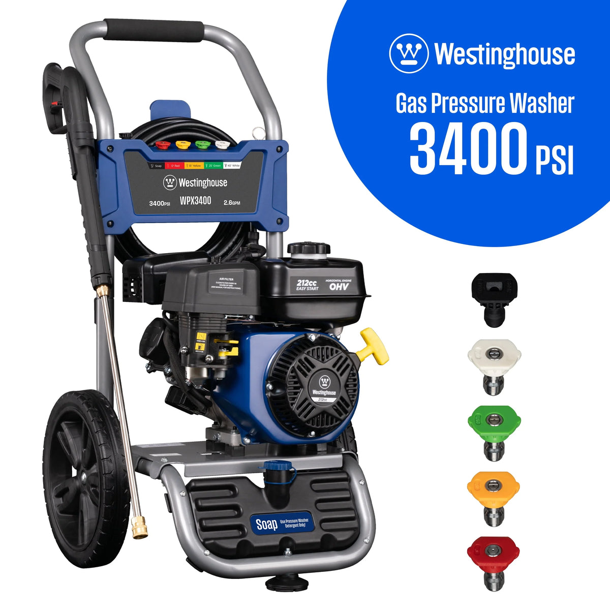 2700-PSI 2.3-GPM Gas Pressure Washer with 4 Nozzles G393074