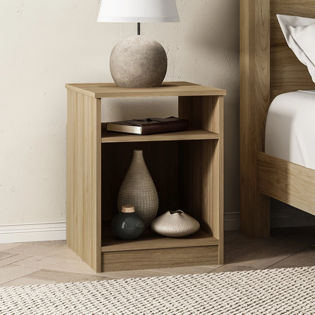 White Open Shelf Nightstand V3853