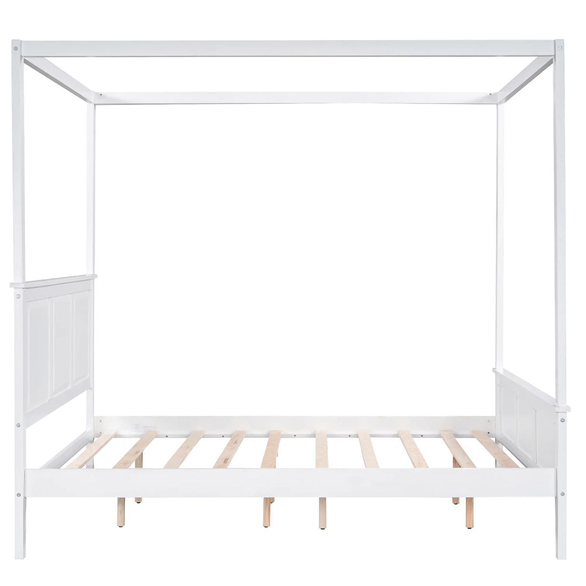 King Size Canopy Platform Bed White U44759