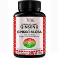 1200mg Korean Red Panax Ginseng + Ginkgo Biloba Vegan Capsules U956695