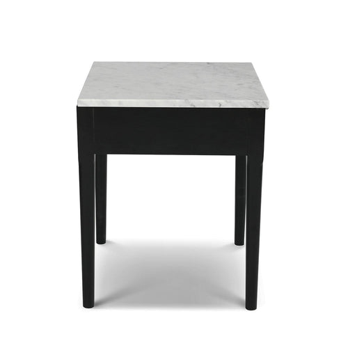 18x22 Square Italian Carrara White Marble Side Table with Black Leg I326953