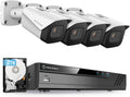 4K 8CH PoE NVR Security Camera System with 4 Metal IP67 Weatherproof Bullet IP Cameras, Pre-Installed 2TB Hard Drive J262905