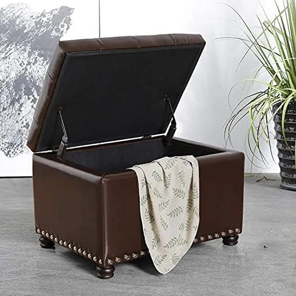 Rectangular PU Leather Tufted Ottoman Bench with Lift Off Lid H956