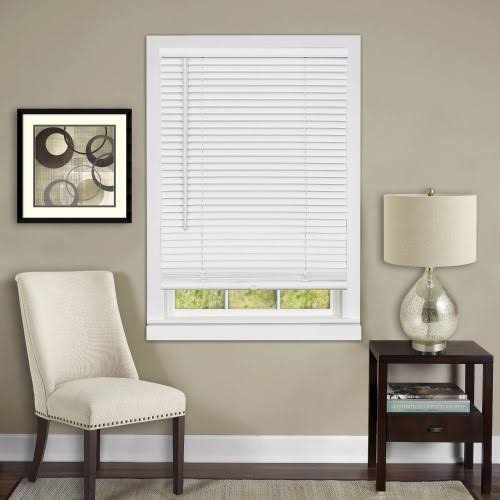 Set of 2 Cordless Vinyl 1-Inch Room Darkening Mini Blinds Pearl White 36 inch x 64 inch X35738