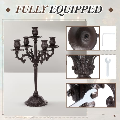 2 Pcs 5 Arm Black Cast Iron Candelabra V332738