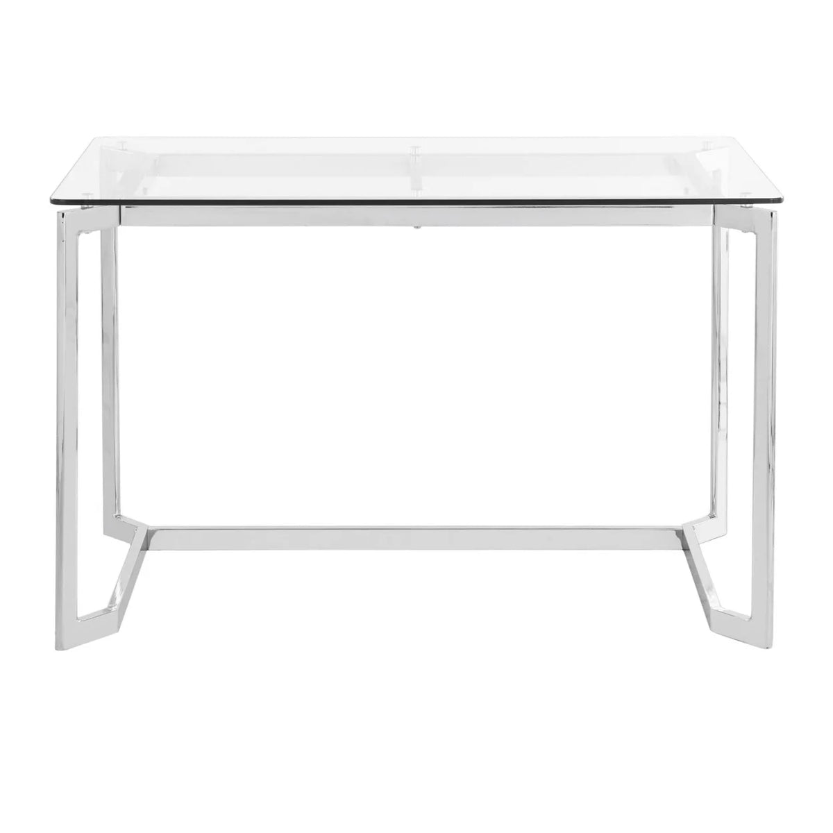 Modern Mirrored Chrome Clear Glass Office Desk D115