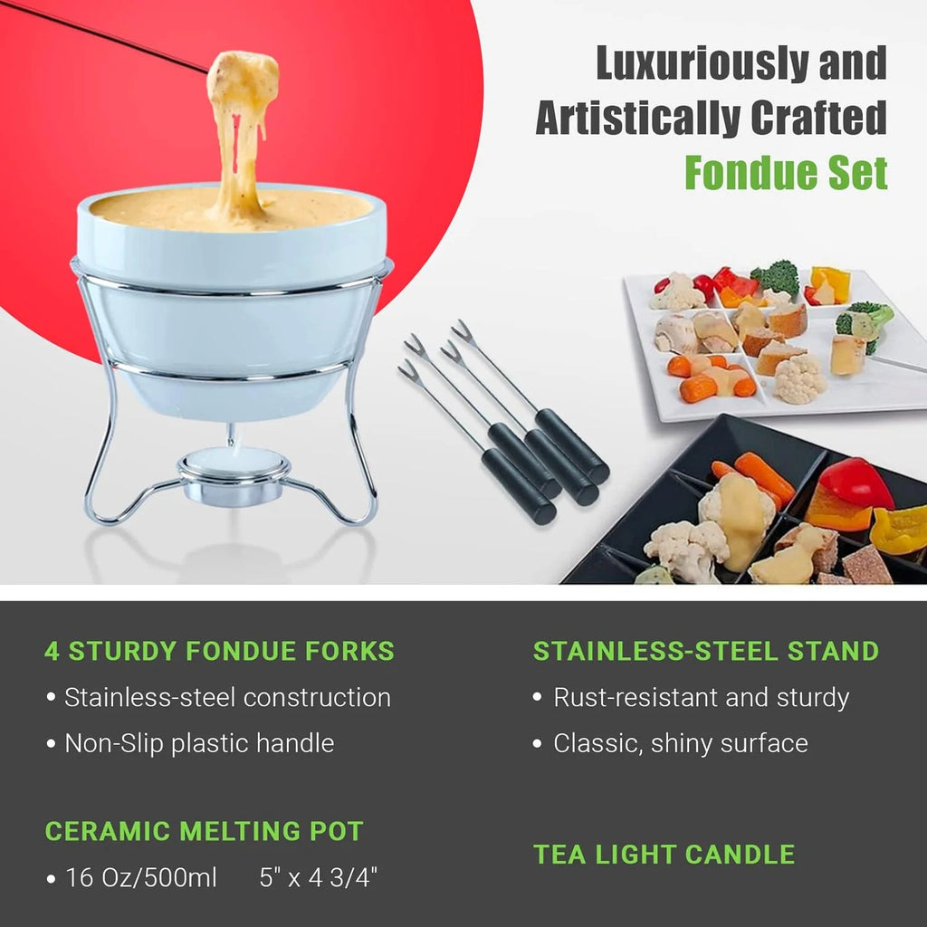 Chocolate Fondue Pot Set of 2 with 4 Dipping Forks X549715